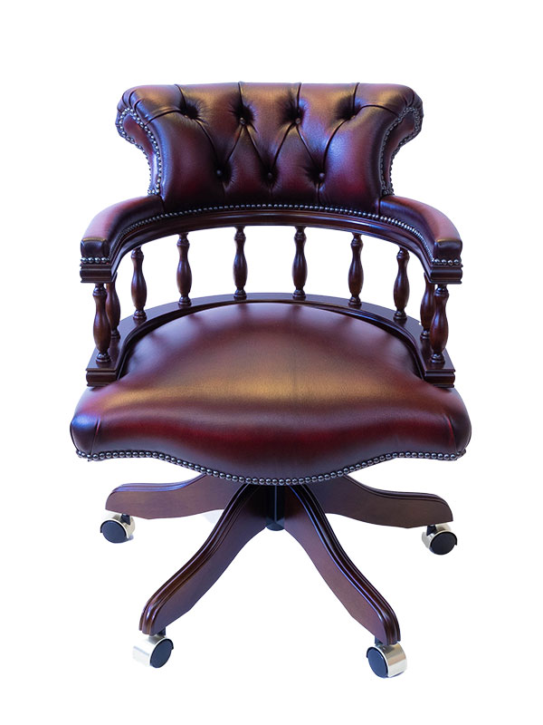 Leather Captain Chair Mahogany Rosso